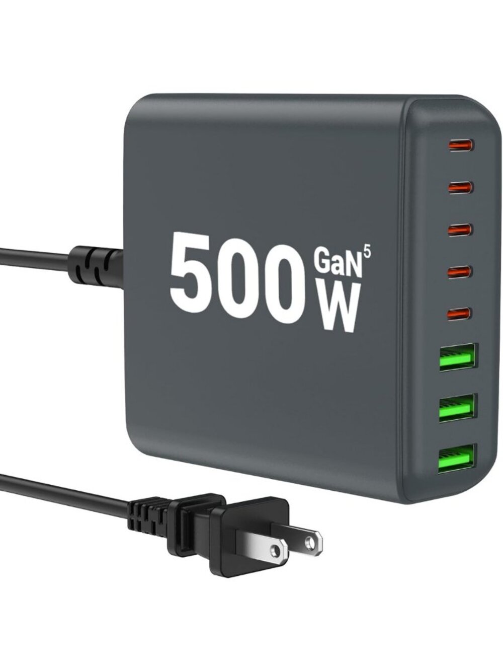 BURUDU 500W USB C Charger Block, 8-Port USB C Charging Station Fast Charging PD